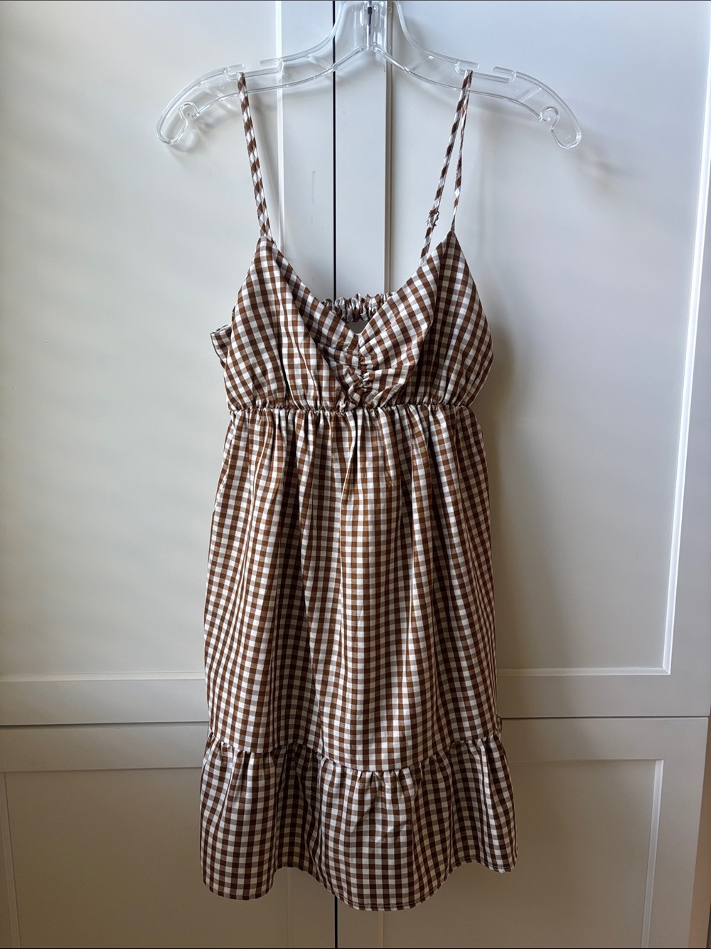 Xtraordinary Brown and White Gingham Mini Dress